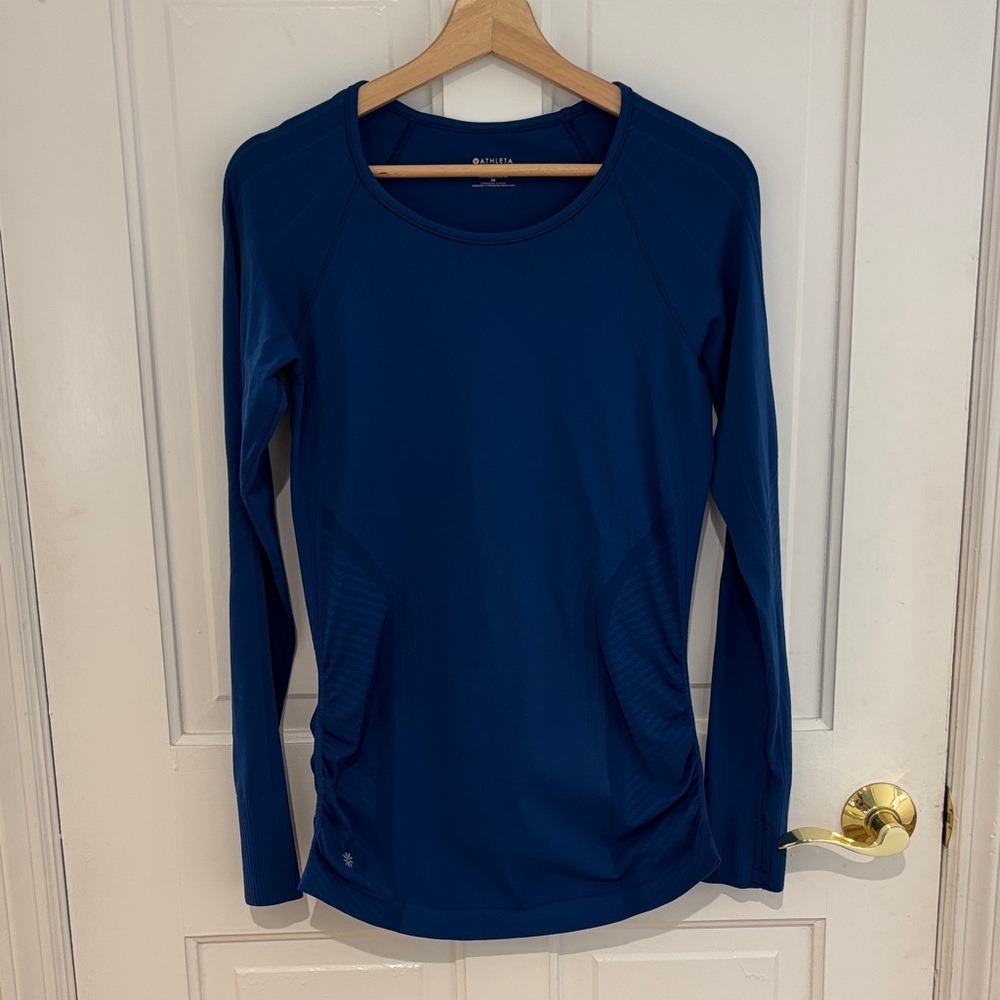 Athleta Long-Sleeve Performance Compression Athletic Top - Teal Blue